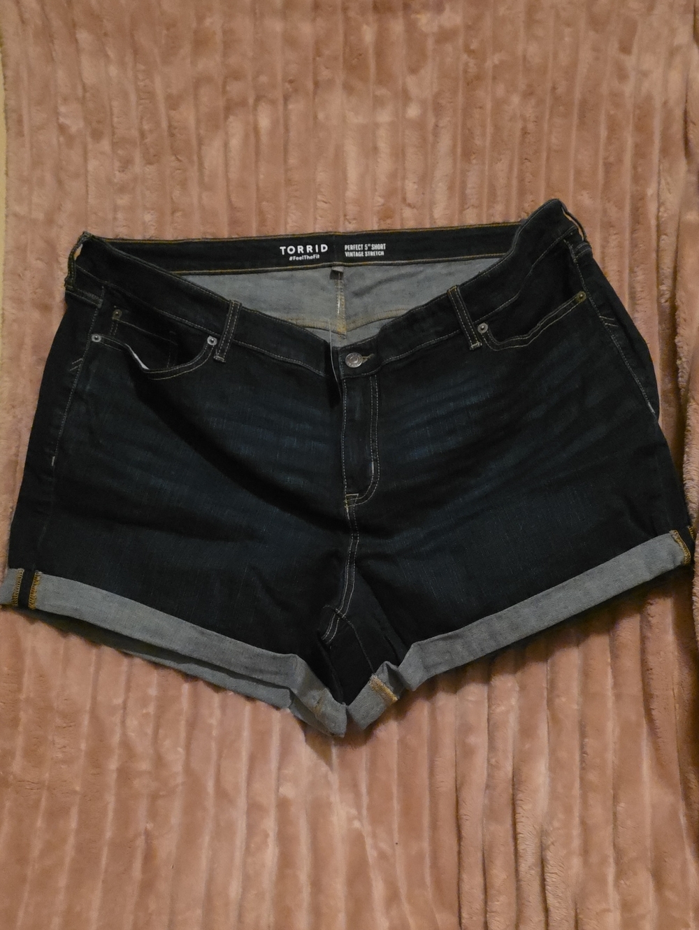 torrid Blue Dark Wash Roll Cuff Jean Shorts